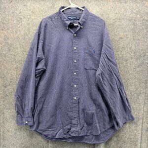 Vintage Ralph Lauren Shirt Mens XL Purple Button Down Tilden Windowpane Golf